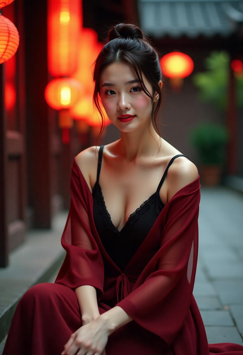 母子在公园长椅上聊天